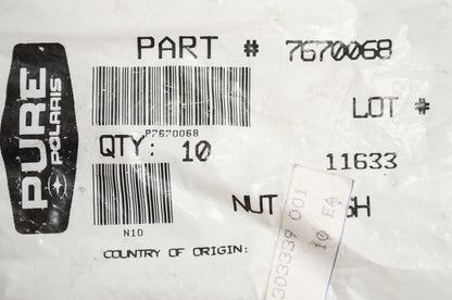 OEM Polaris 7670068 Push-On Nut Qty 7 NOS