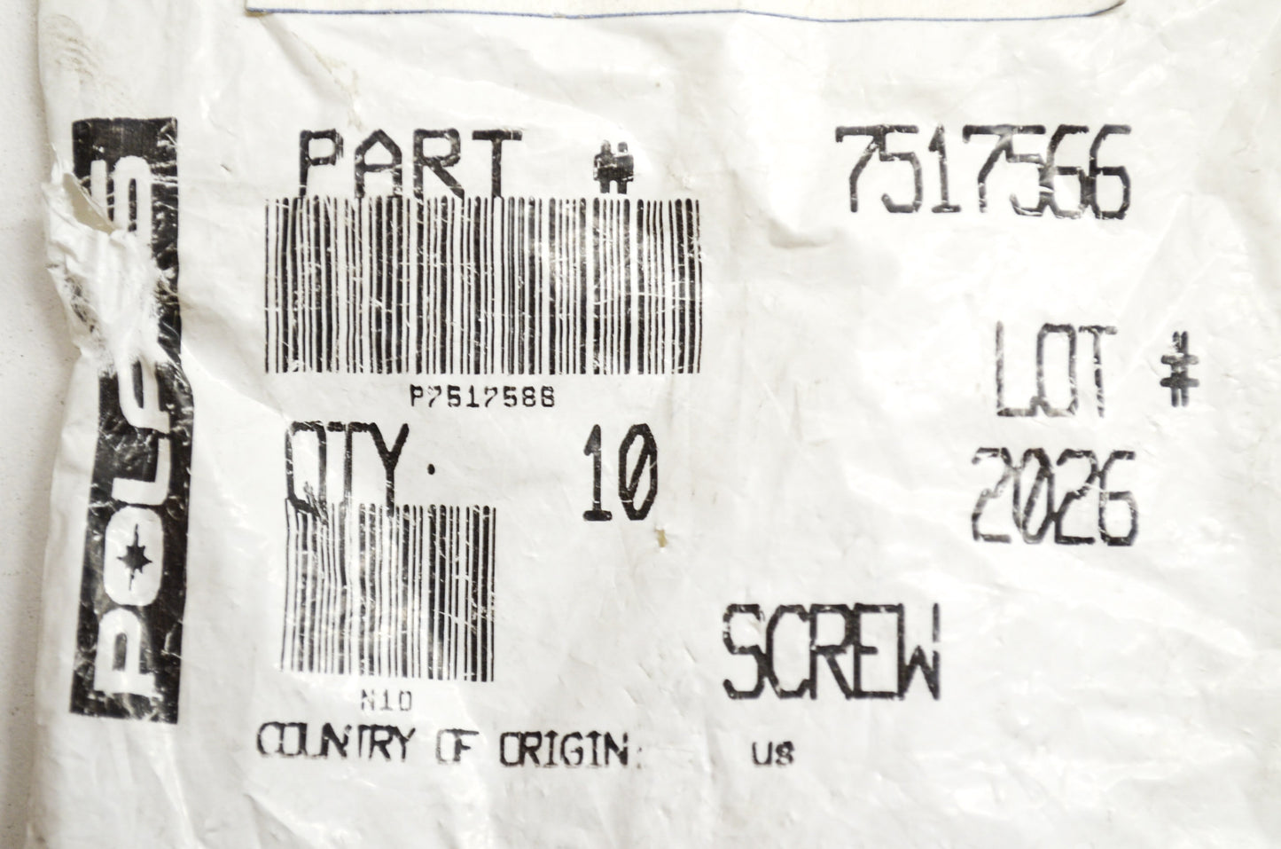 OEM Polaris 7517566 Screw 1.50 Qty 4 NOS