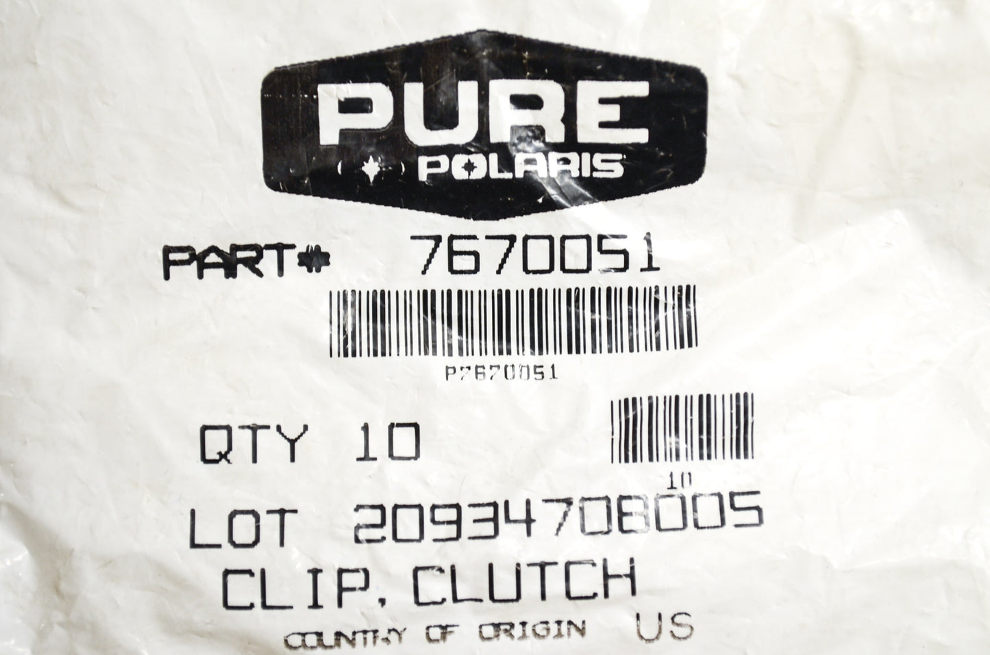 OEM Polaris 7670051 Clutch Cover Clip Qty 3 NOS