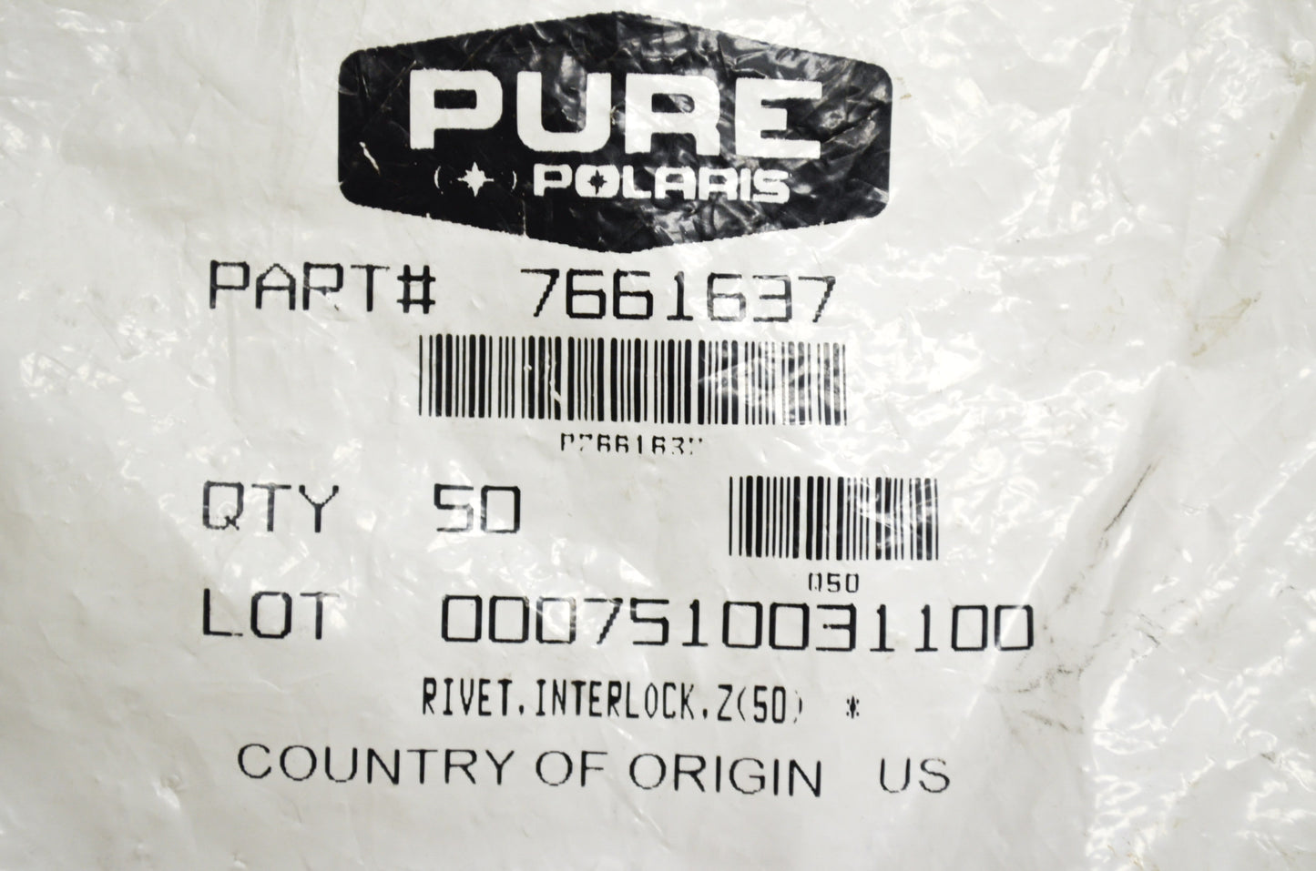 OEM Polaris 7661637 Interlock Rivet Qty 10
