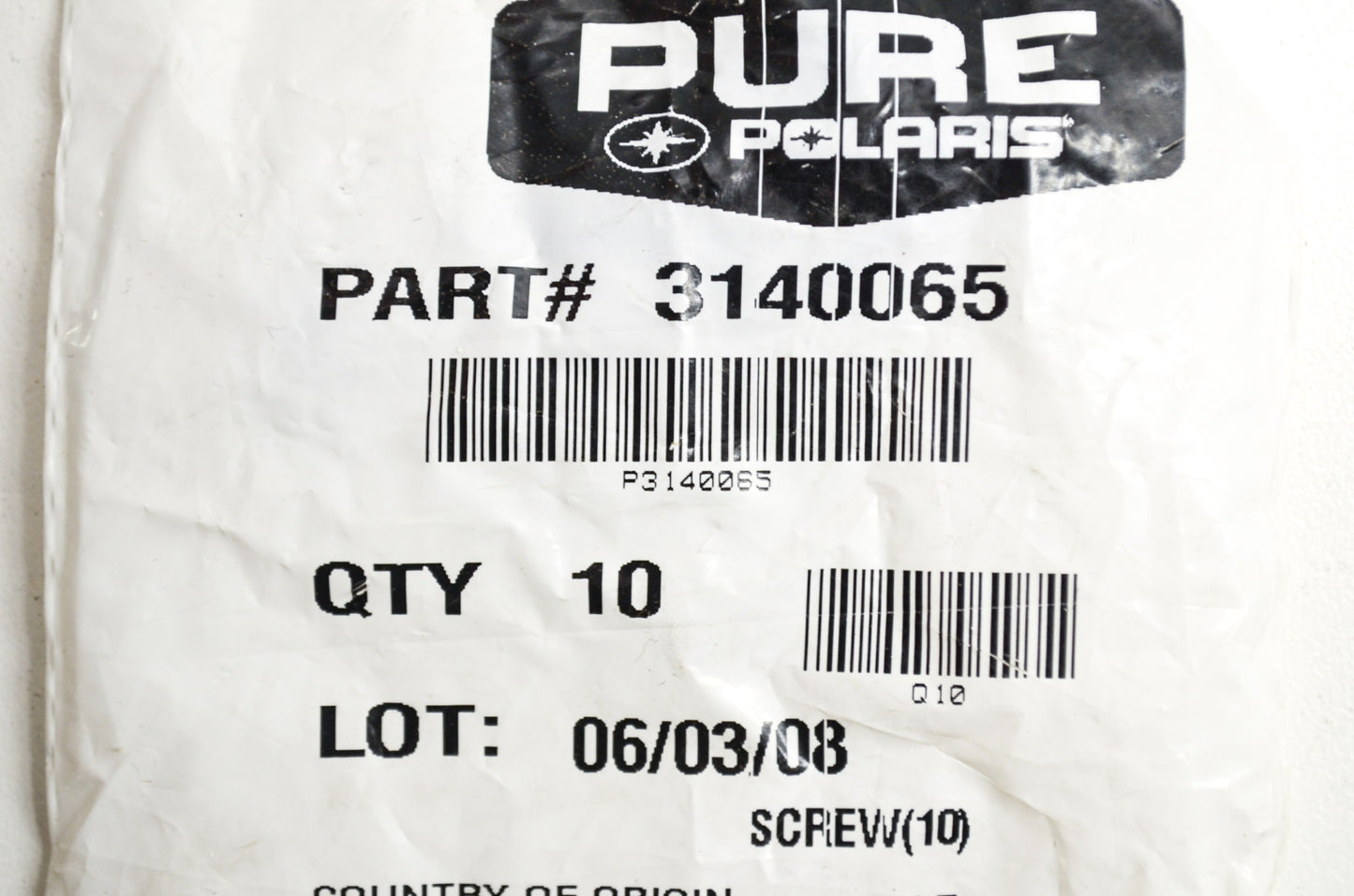OEM Polaris 3140065 Screw Qty 10 NOS