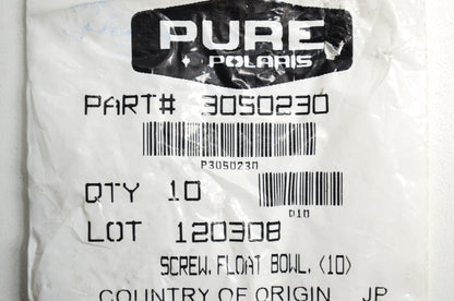 OEM Polaris 3050230 Float Bowl Screw Qty 9 NOS