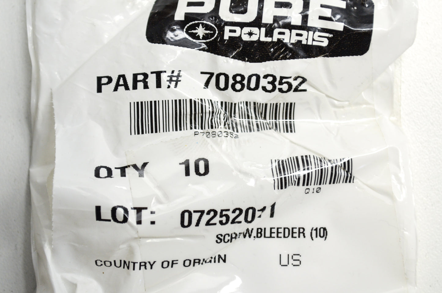 OEM Polaris 7080352 Bleeder Screw Qty 2 NOS