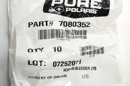 OEM Polaris 7080352 Bleeder Screw Qty 2 NOS