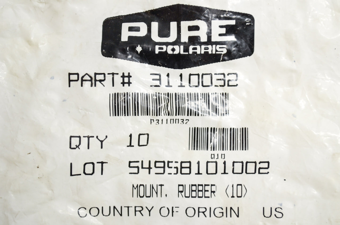 OEM Polaris 3110032 Rubber Mount Qty 2 NOS