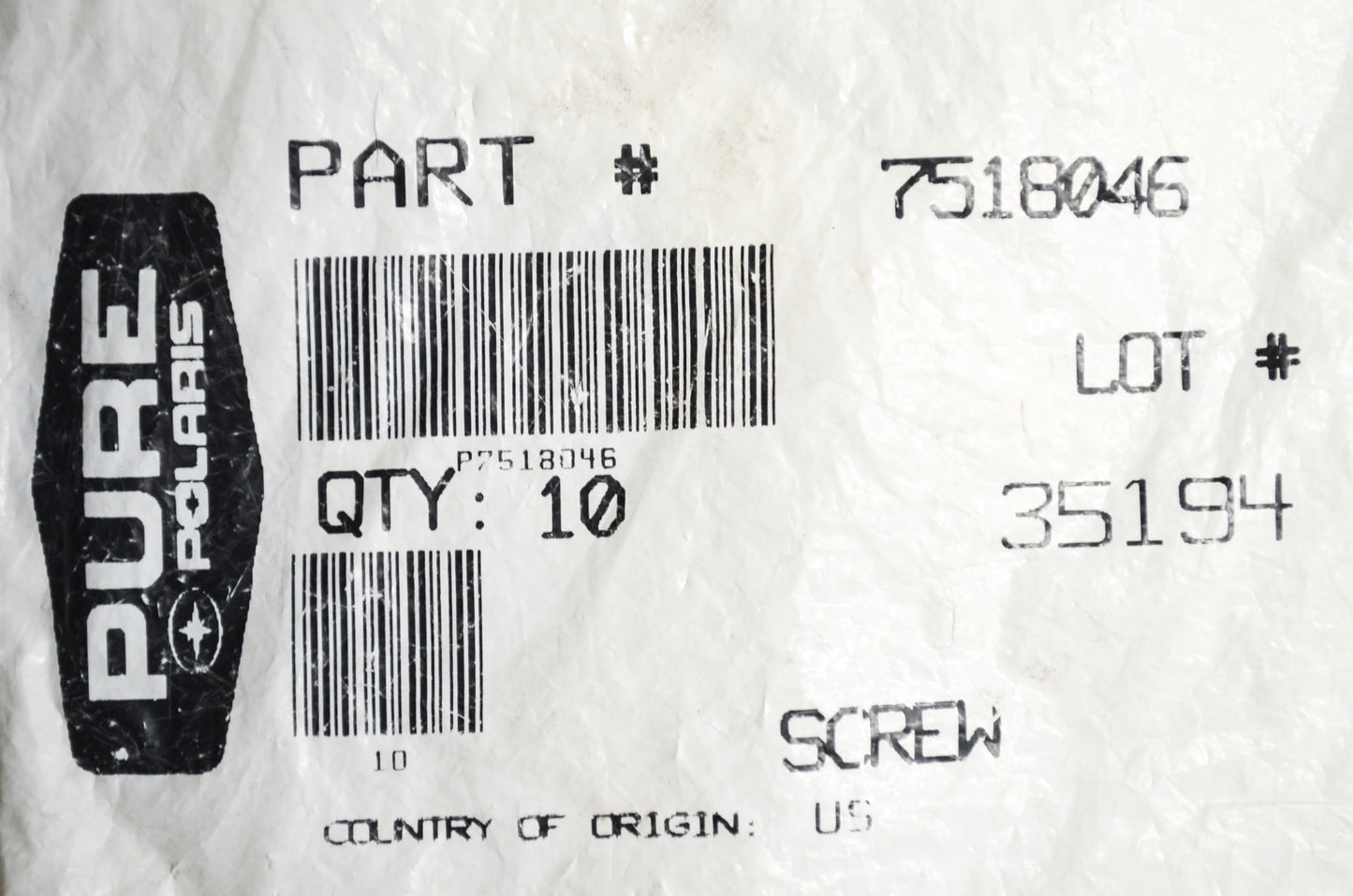 OEM Polaris 7518046 Screw #8X1 Qty 7 NOS