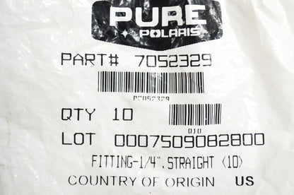 OEM Polaris 7052329 Straight 1/4" Fitting Qty 2 NOS