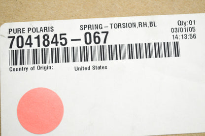OEM Polaris 7041845-067 Black Right Torsion Spring NOS
