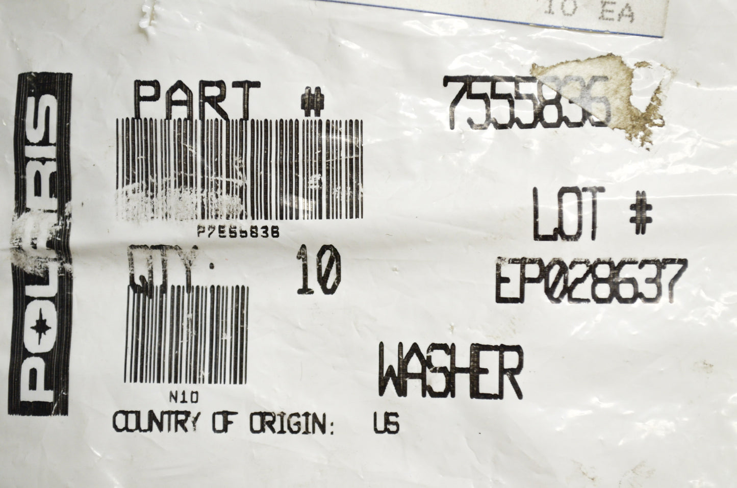 OEM Polaris 7555836 Washer Qty 5