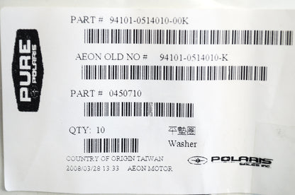 OEM Polaris 450710 Plain Washer Qty 5 NOS