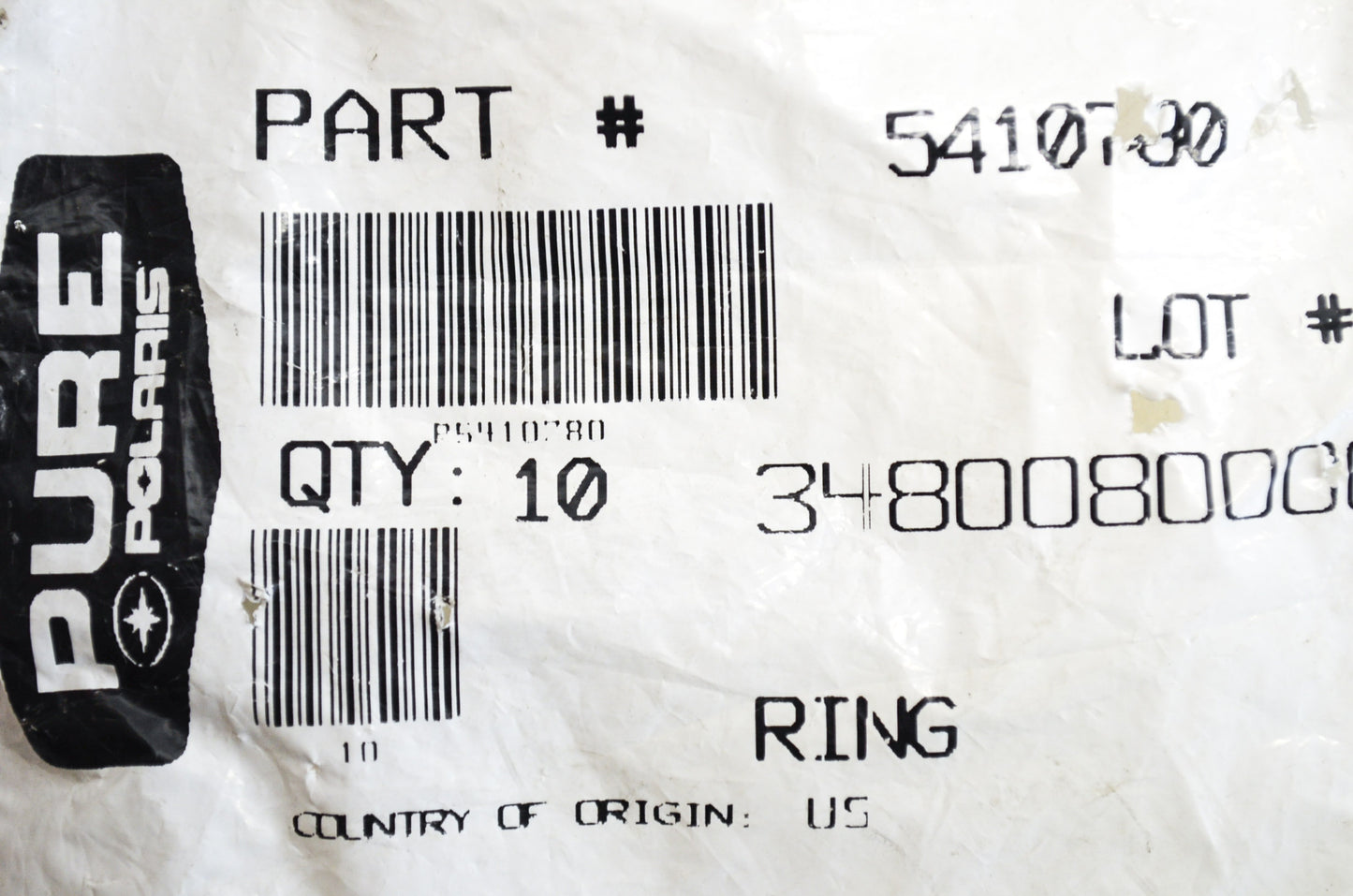 OEM Polaris 5410780 Molded Square Ring .103x.134 NOS