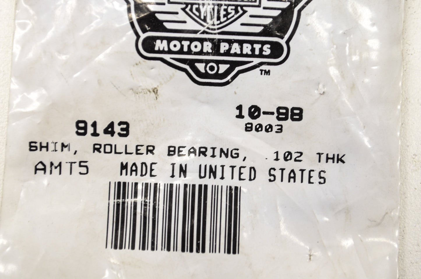 OEM Harley-Davidson 9143 Roller Bearing Shim .102 Qty 2 NOS