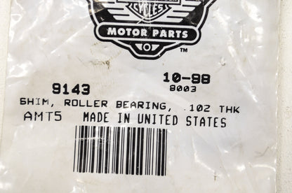 OEM Harley-Davidson 9143 Roller Bearing Shim .102 Qty 2 NOS