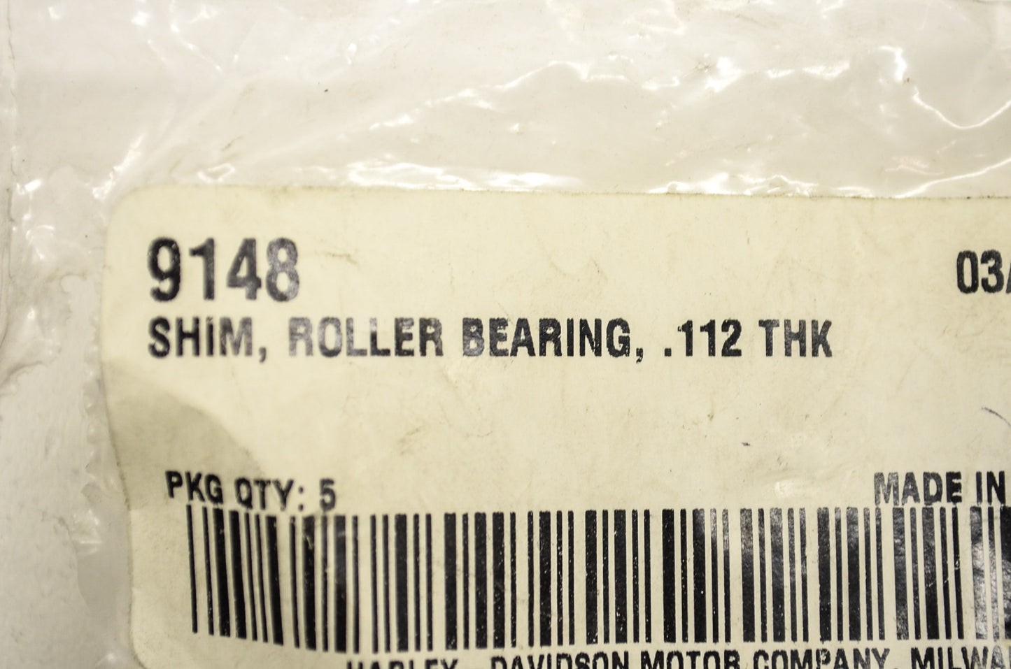 OEM Harley-Davidson 9148 Roller Bearing Shim .112 Qty 2 NOS