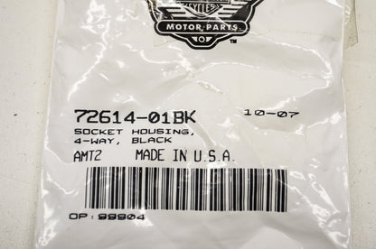 OEM Harley-Davidson 72614-01BK Black 4-Way Socket Housing NOS