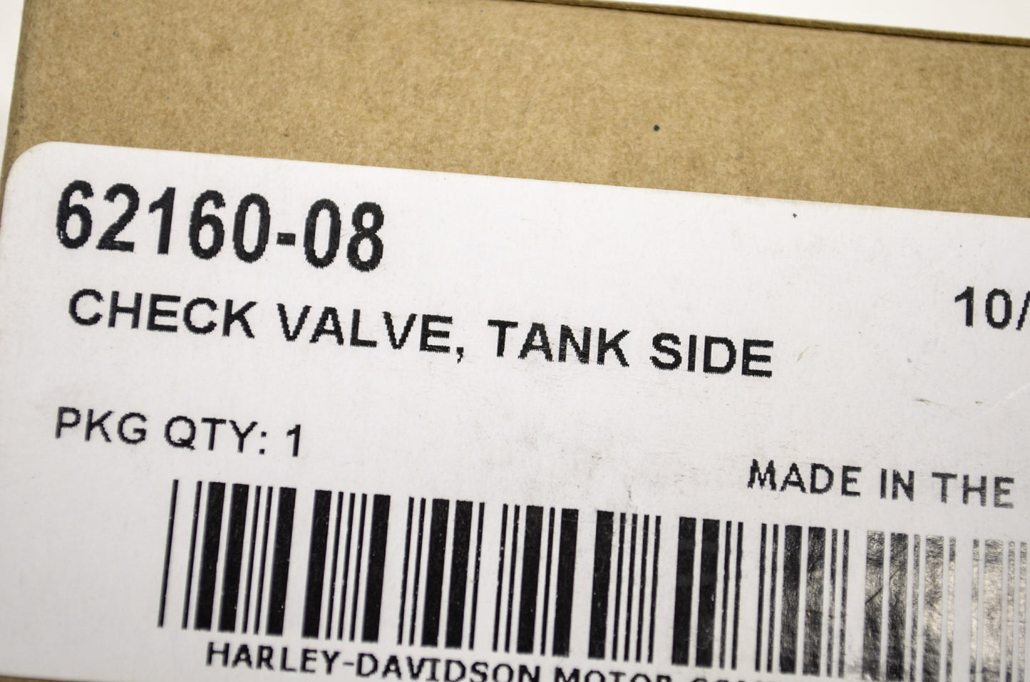 Tank Side Check Valve Dyna Street Bob Super Glide Fat Bob NOS