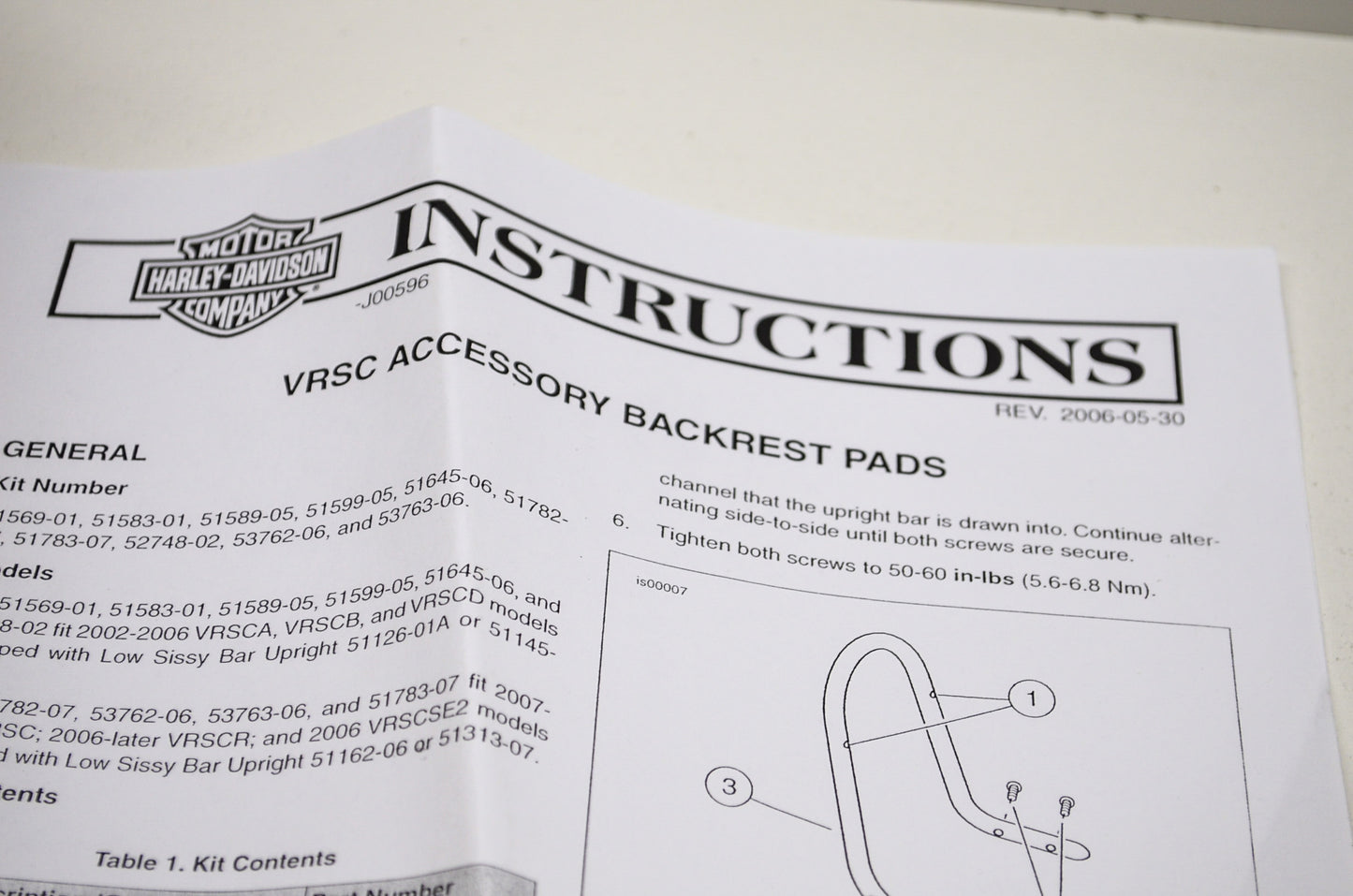 Touring Backrest Pad NOS
