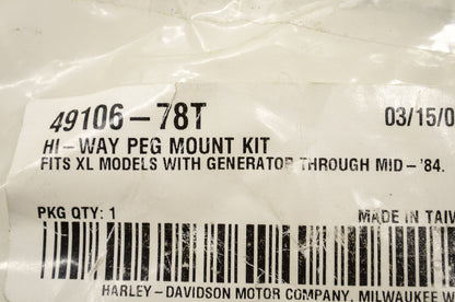 OEM Harley-Davidson 49106-78T Hi-Way Peg Mounting Kit NOS