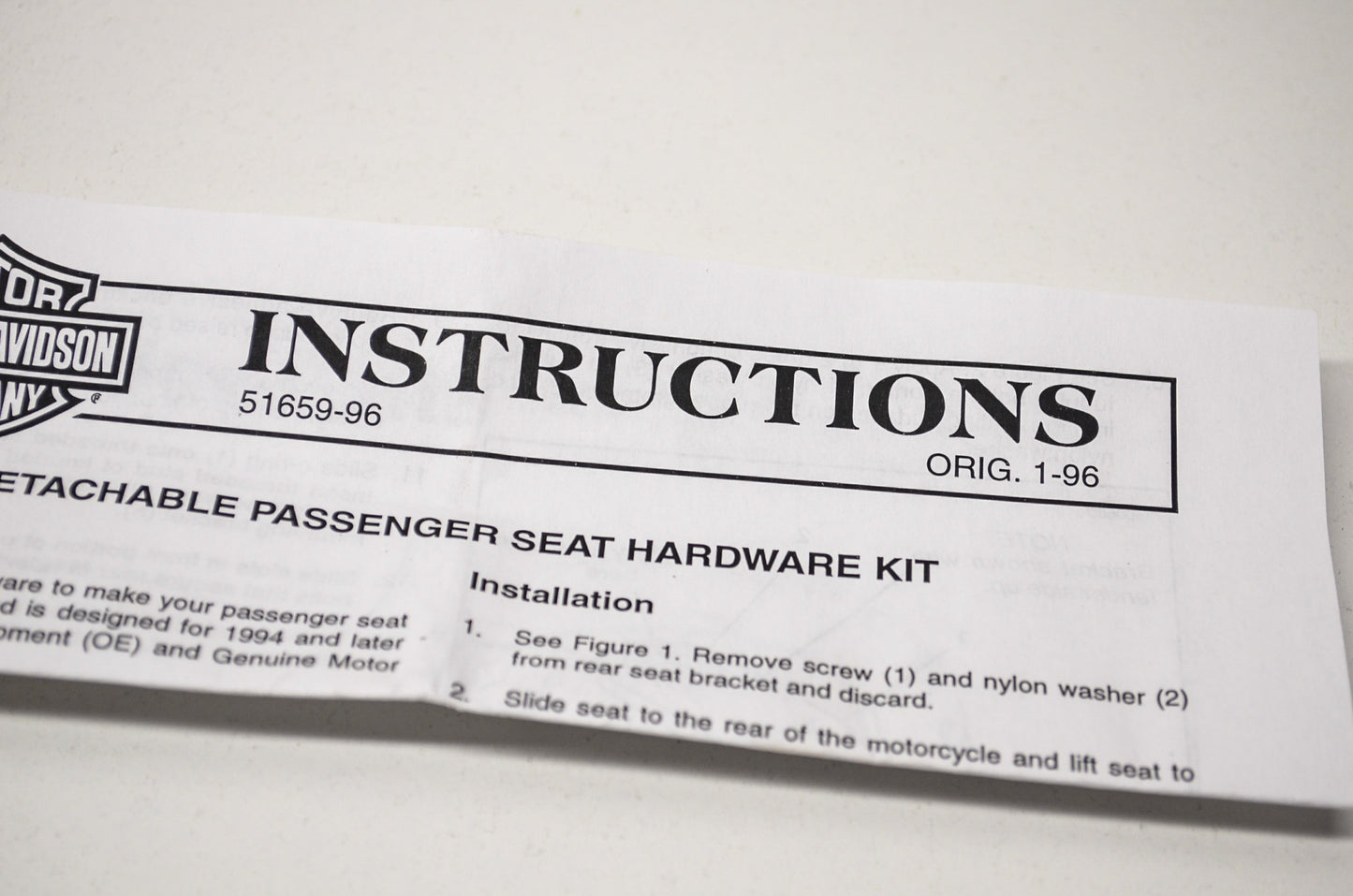 Detachable Pillion Hardware Kit FLH NOS