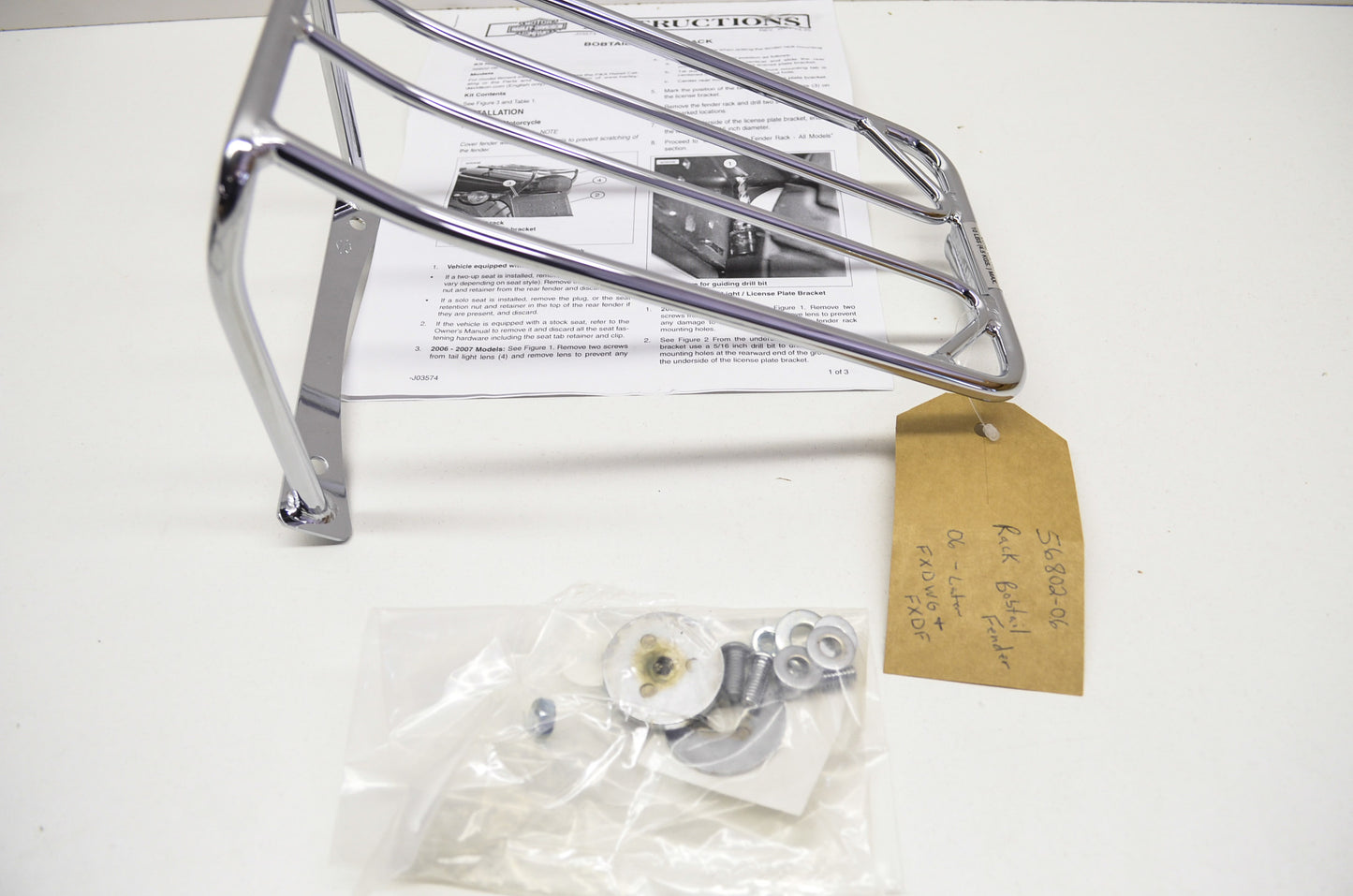 Chrome Bobtail Fender Rack NOS