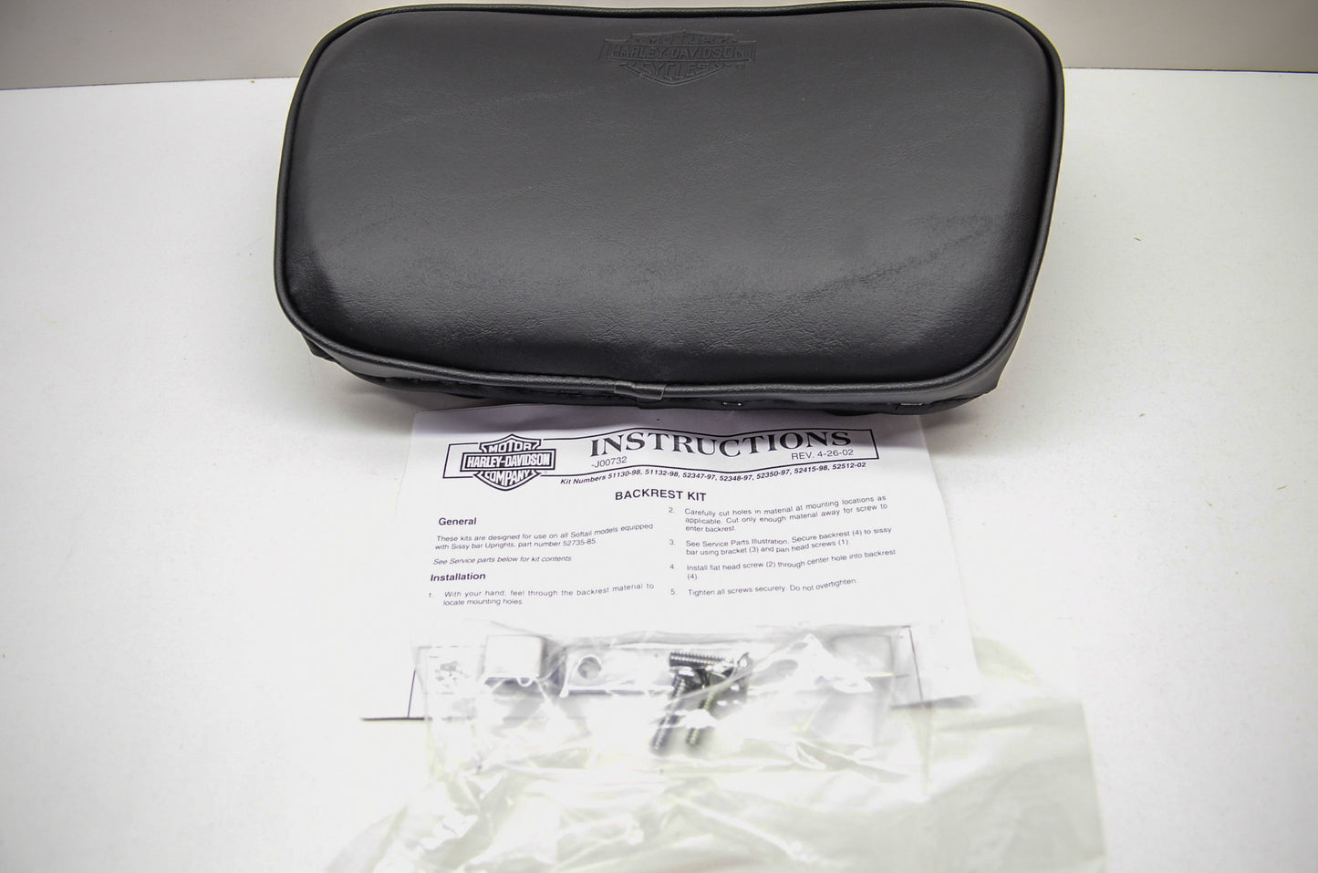 OEM Harley-Davidson 52350-97 Plain Bucket Style Backrest NOS
