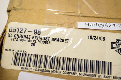 OEM Harley-Davidson 65127-98 Chrome Exhaust Bracket NOS
