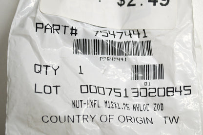 OEM Polaris 7547441 Nyloc Hex Flange Nut M12X1.75 Qty 2 NOS