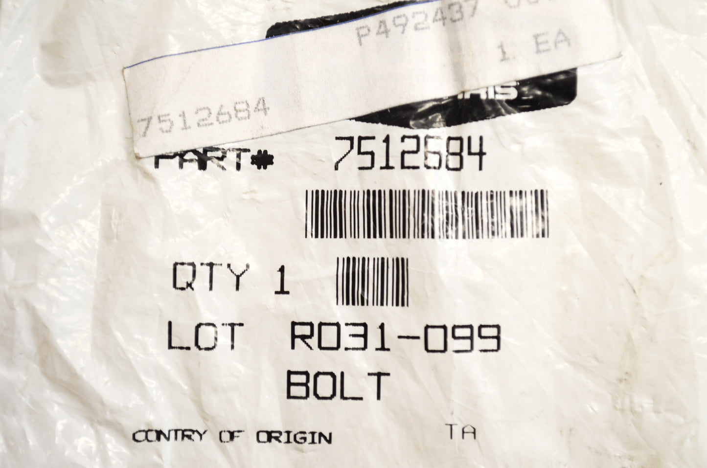 New OEM Polaris 7512684 Bolt NOS