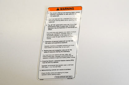 OEM Kawasaki 56040-3987 Safety Warning Label NOS