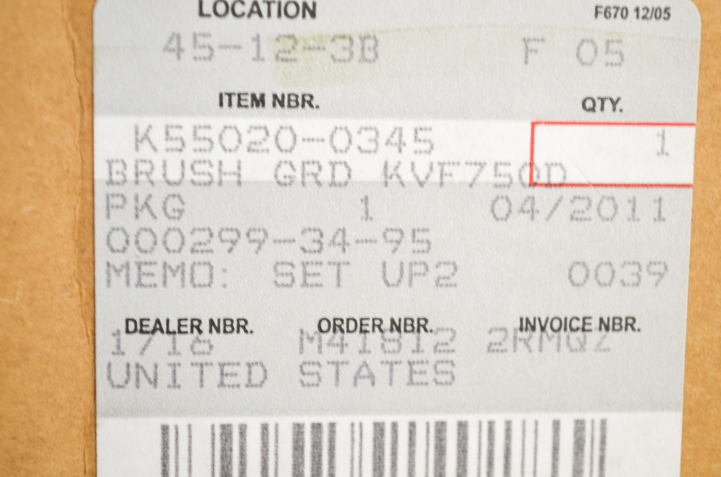 OEM Kawasaki K55020-0345 Brush Guard NOS