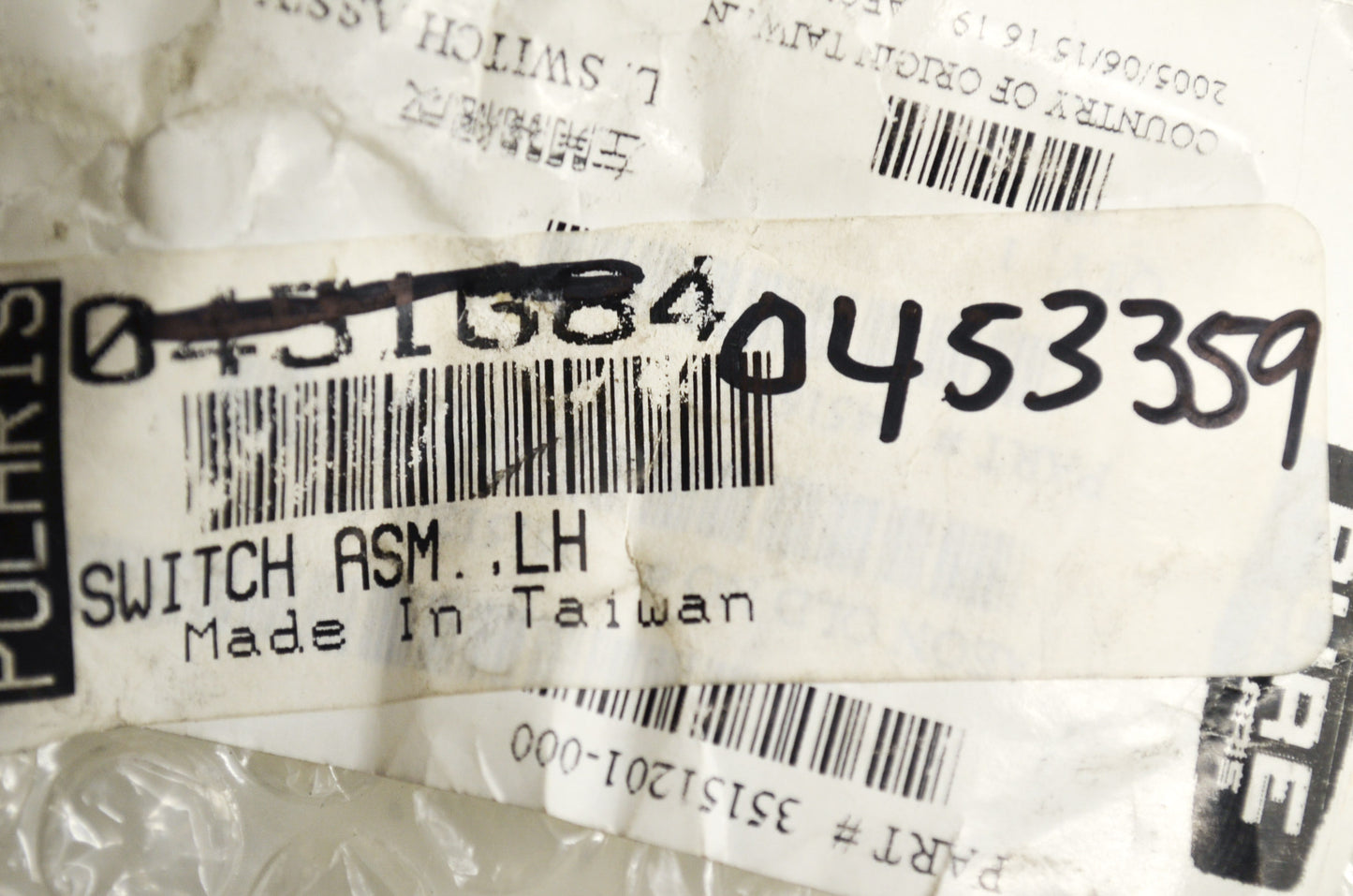OEM Polaris 453359 Left Hand Switch Assembly