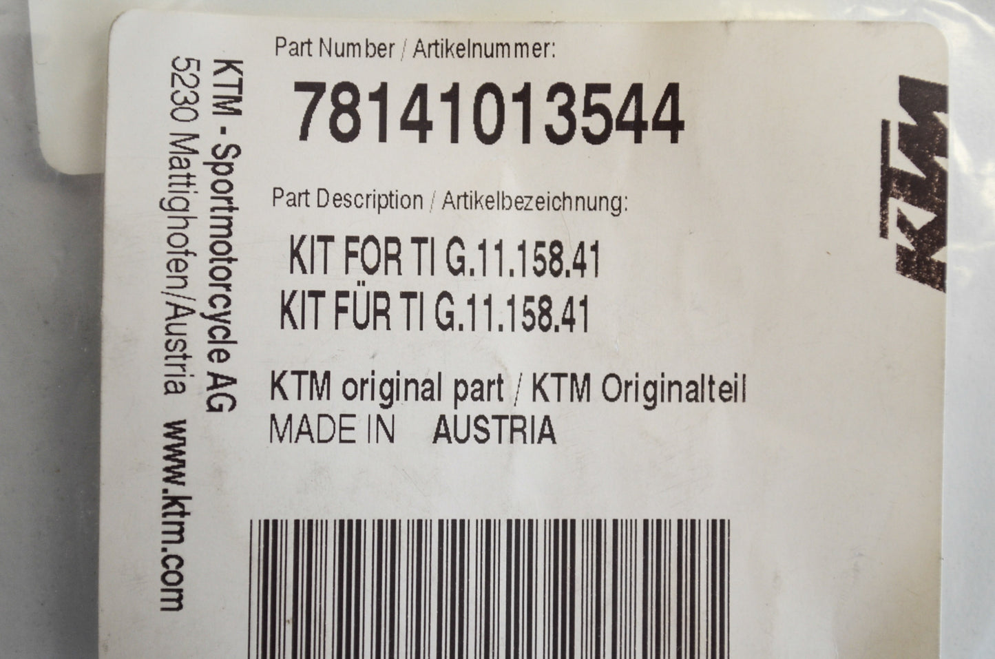 OEM KTM 78141013544 Wash Cap Kit NOS