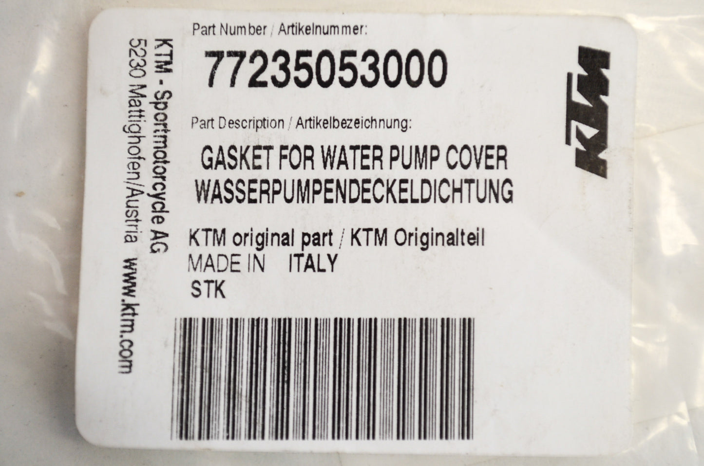Water Pump Cover Gasket NOS
