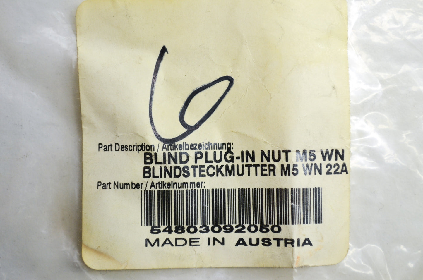 Blind Plug-In Nuts SX EXC XCW XCF Qty 3 NOS
