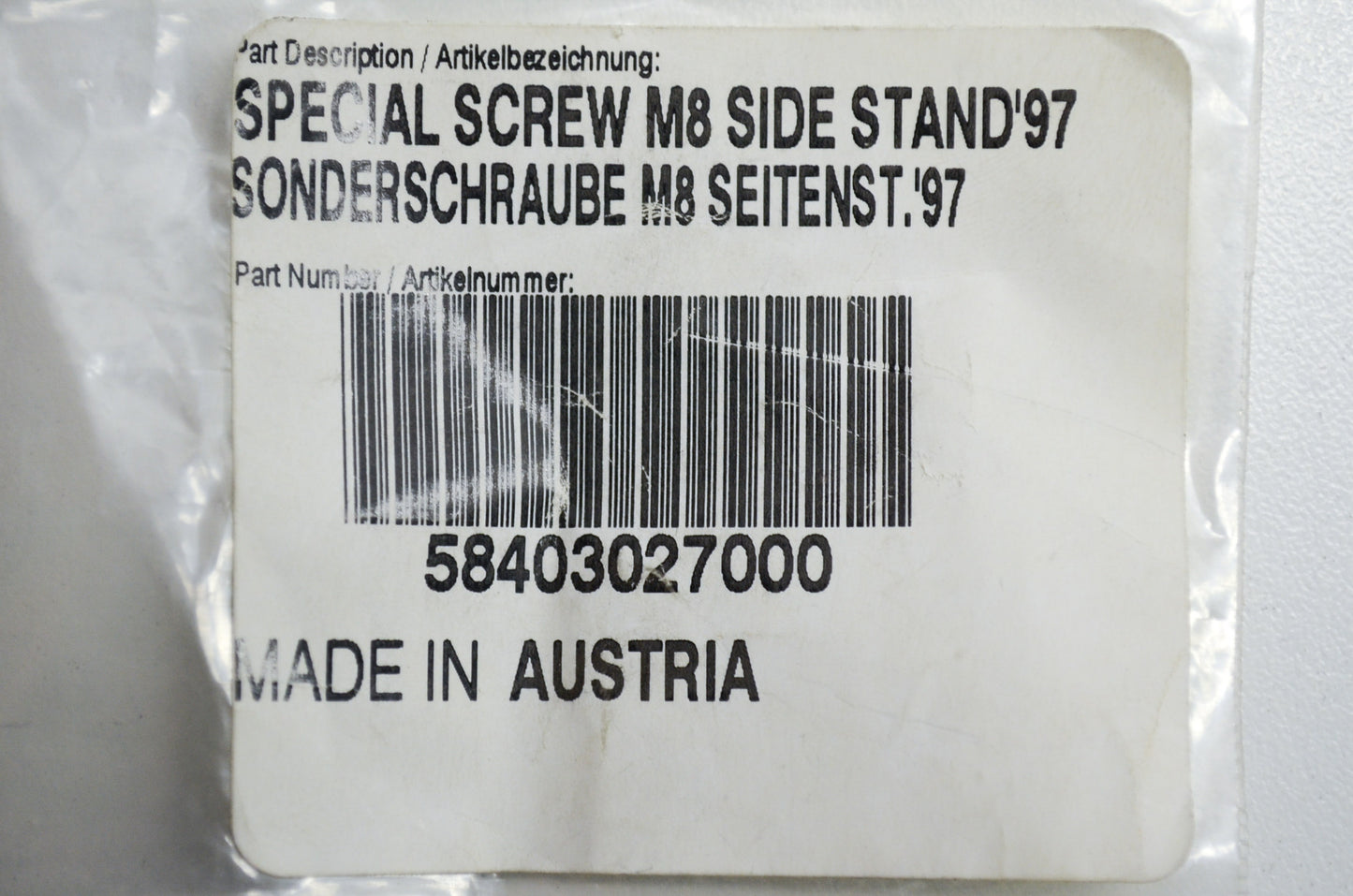 OEM KTM 58403027000 Side Stand Special Screw M8 NOS