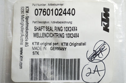 OEM KTM 760102440 Shaft Seal Ring 10x24x4 NOS