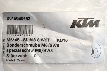 OEM KTM 15060453 Hex Head Collar Screw M6X45 WS=8 Qty 10 NOS