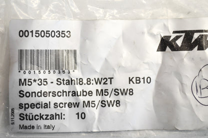 OEM KTM 15050353 Hex Head Collar Screw M5X35 WS=8 Qty 9 NOS