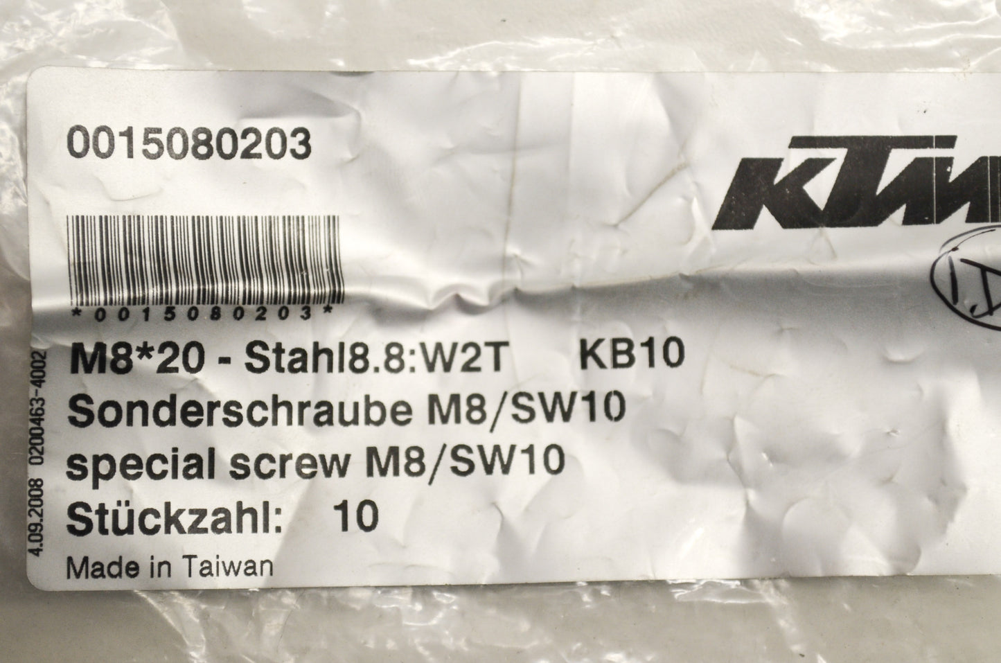 OEM KTM 15080203 Hex Head Collar Screw M8X20 WS=10 Qty 5 NOS