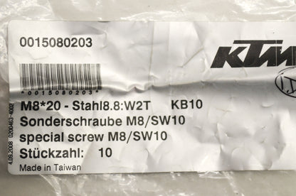 OEM KTM 15080203 Hex Head Collar Screw M8X20 WS=10 Qty 5 NOS