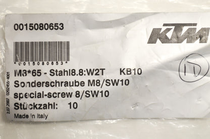 OEM KTM 15080653 Hex Head Collar Screw M8X65 WS=10 Qty 8 NOS