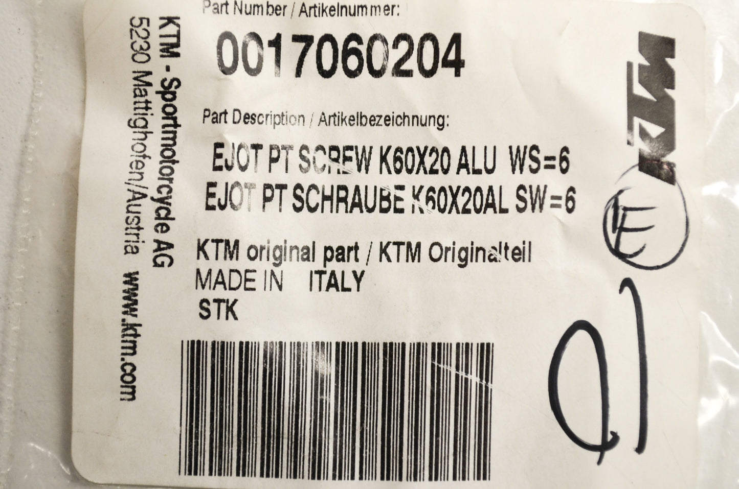 Special Screws SXS SX EXC SMR Supermoto Superduke Qty 7 NOS