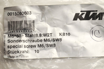OEM KTM 15060603 Hex Head Collar Screw M6X60 WS=8 Qty 5 NOS
