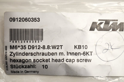 OEM KTM 912060353 Allen Head Screw DIN0912 M6X35 Qty 5 NOS