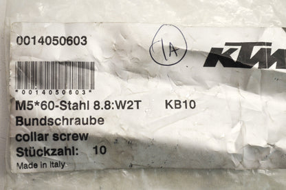 OEM KTM 14050603 Hex Head Collar Screw M5X60 WS=6 Qty 3 NOS