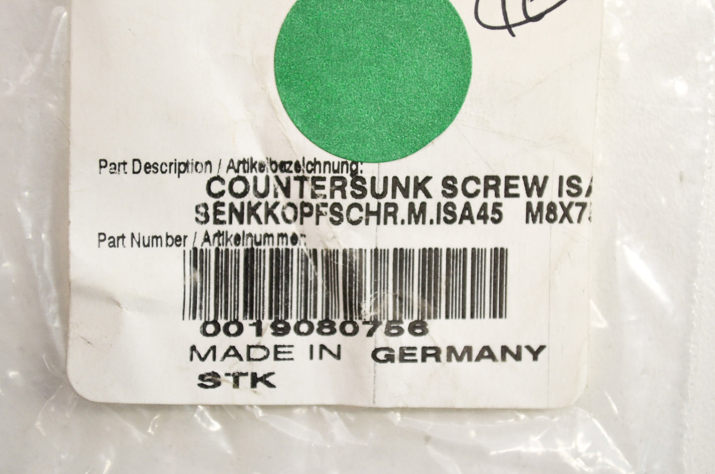 OEM KTM 19080756 Counter Sunk Screw ISA45 M8X75 NOS