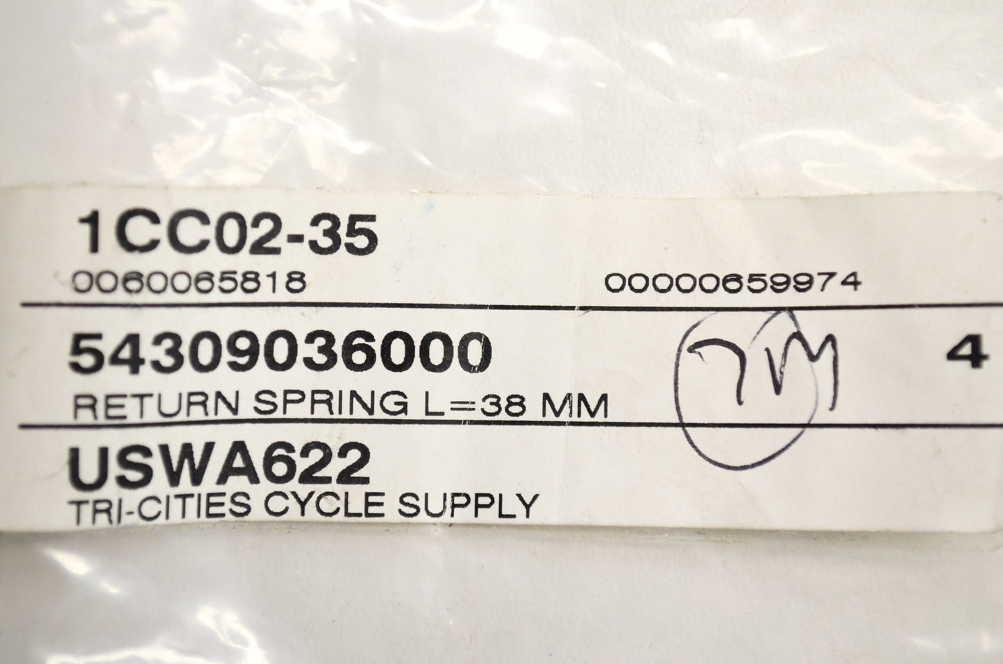 OEM KTM 54309036000 Return Spring L=38mm NOS