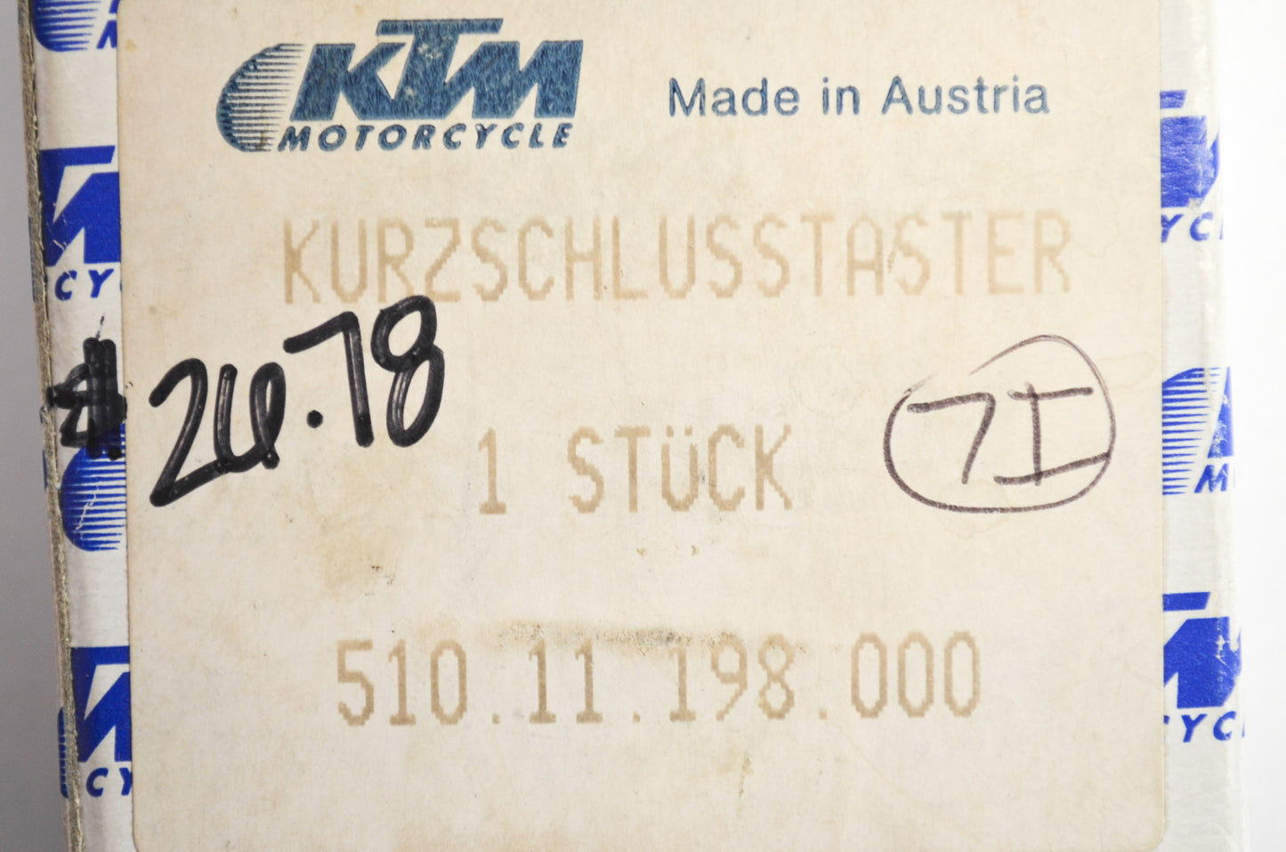 OEM KTM 51011198000 Short Circuit Button 790mm NOS