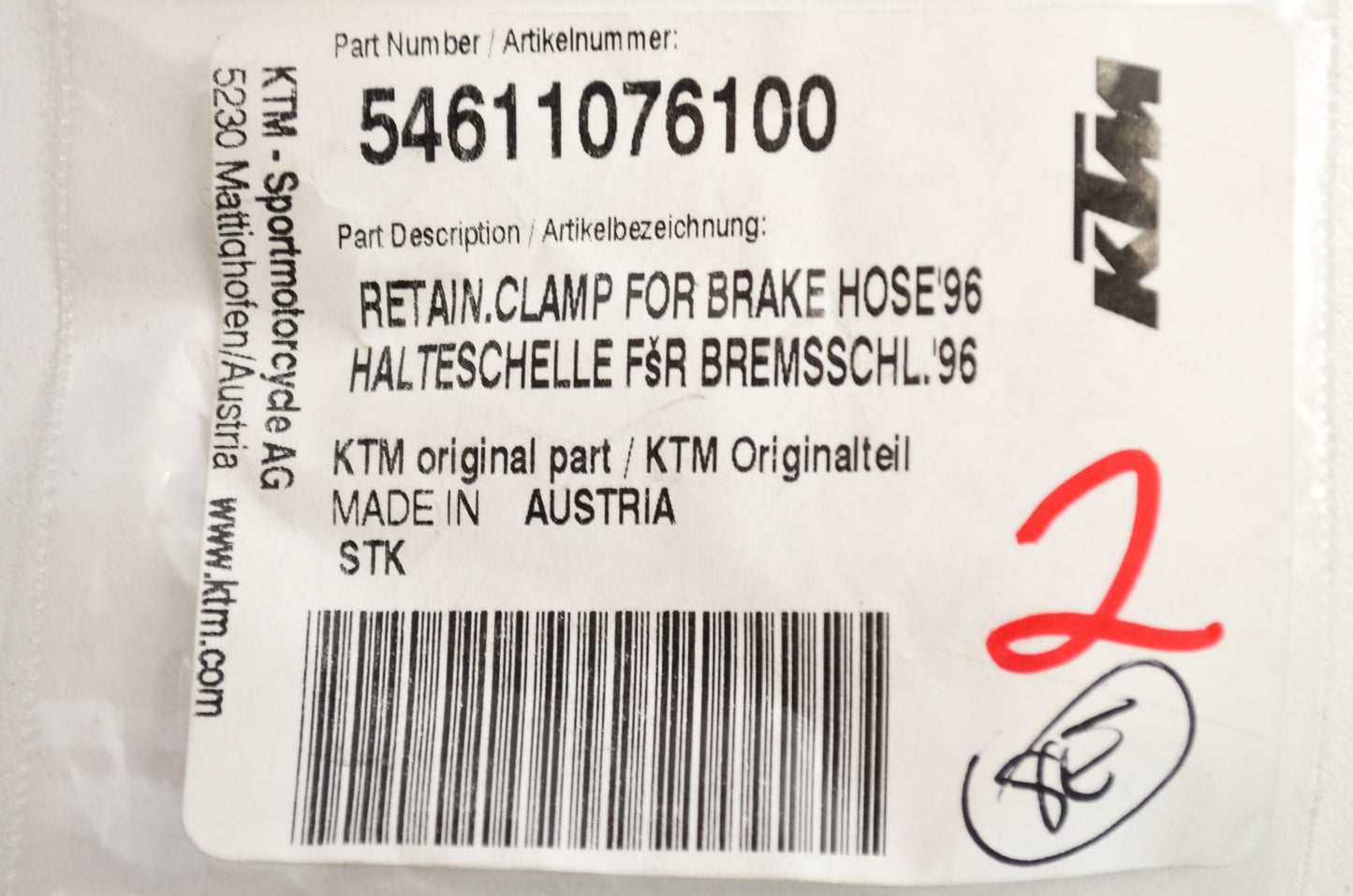 Brake Hose Retainer Clamps EGS EXC SX MXC LC4 Adventure Qty 2 NOS