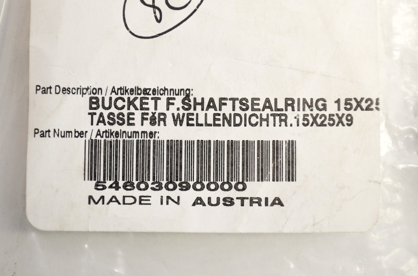 OEM KTM 54603090000 Shaft Seal Ring Bucket 15x25x9 NOS